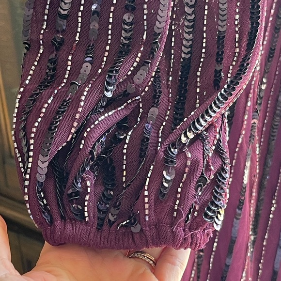 NWT Mac Duggal 5784 Deep Purple Plum Bishop Sleeve Ruffle Skirt Dress Size 20W - Picture 11 of 11